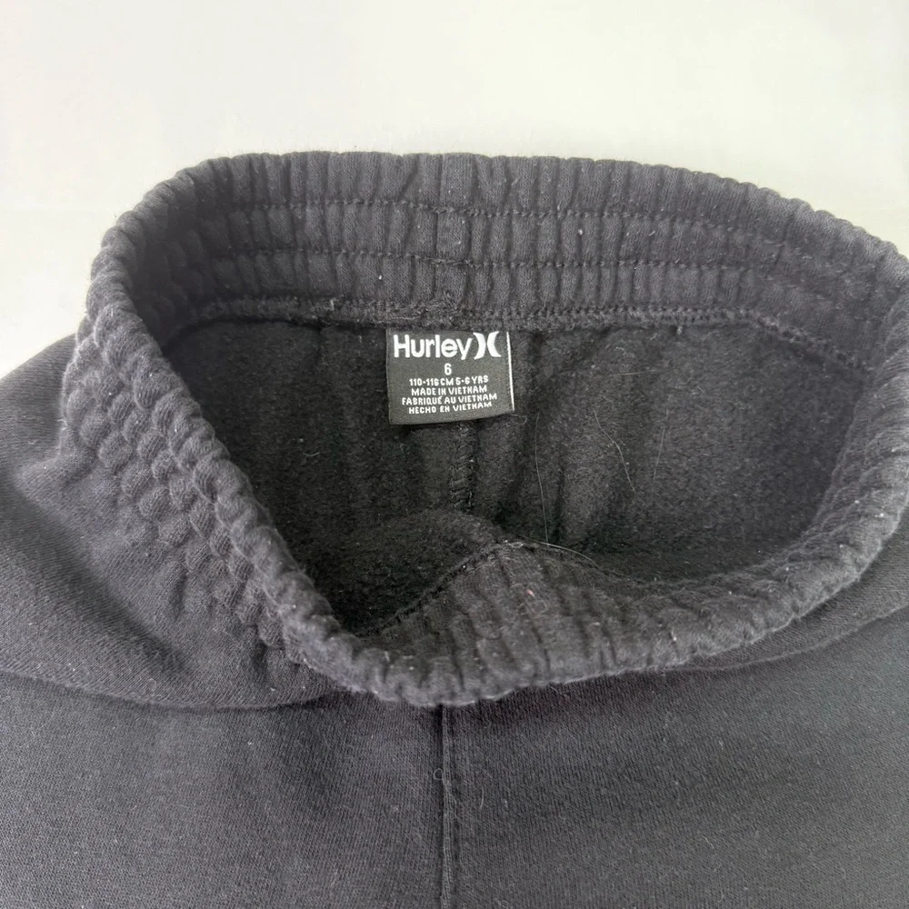Hurley Kids Black Fleece Sweatpants with white Logo Boys Size 6 - Picture 5 of 6